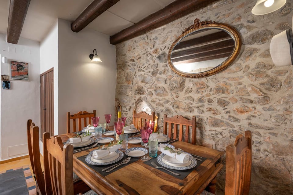 Dining table set for six