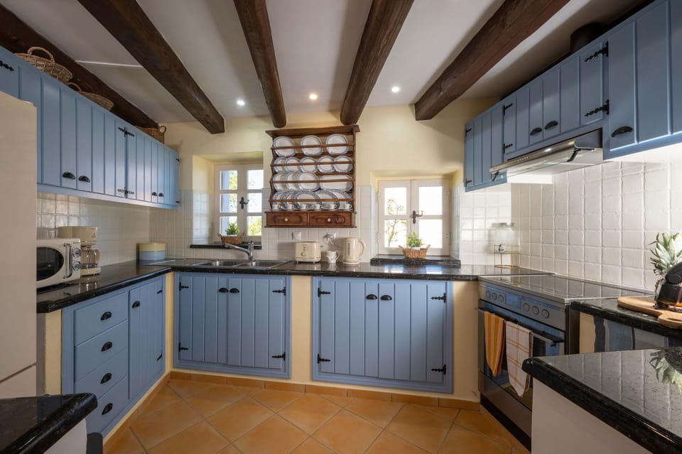 Kitchen in cobalt blue and oak