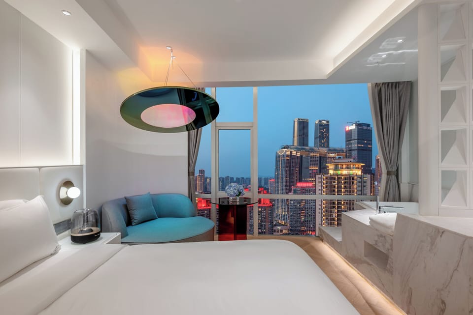 Comfort Double Room, City View | Desk, laptop workspace, blackout drapes, soundproofing