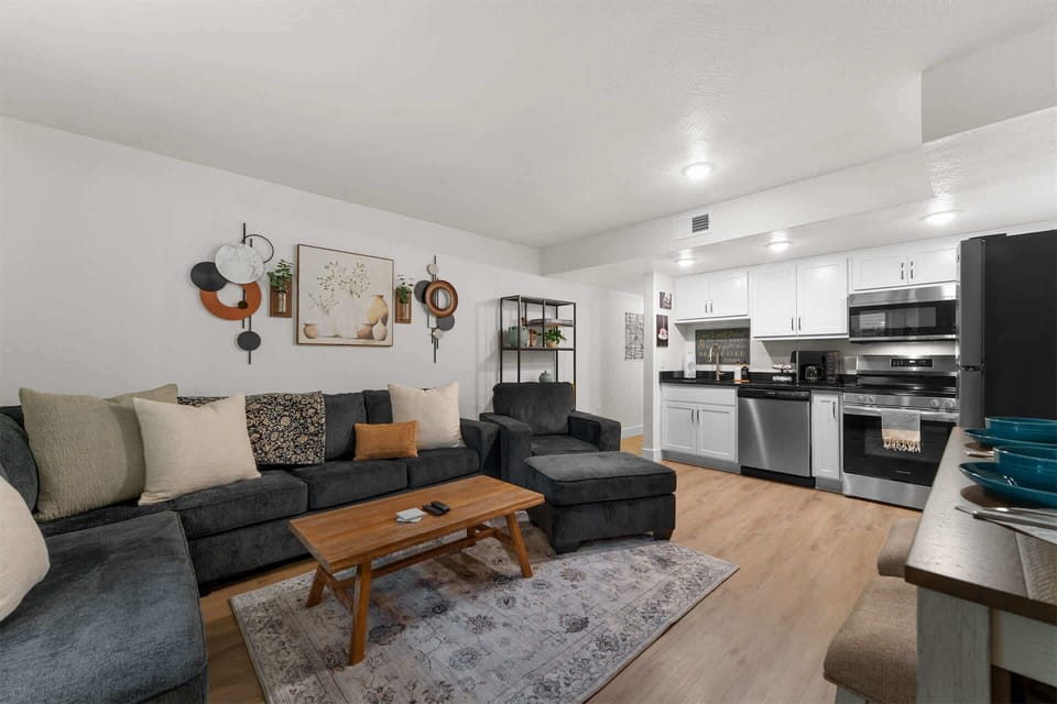 Unwind in the inviting living room & stream your favorites on the smart TV​