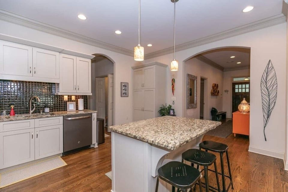 A kitchen built for both quick coffee runs and full dinners.