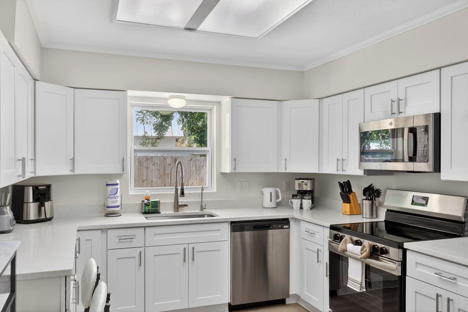 Spacious kitchen with all the essentials for cooking at home.