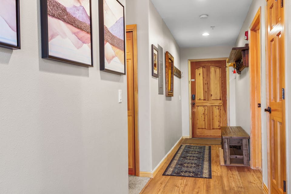 A warm mountain welcome starts here-spacious entry with room for jackets, boots.