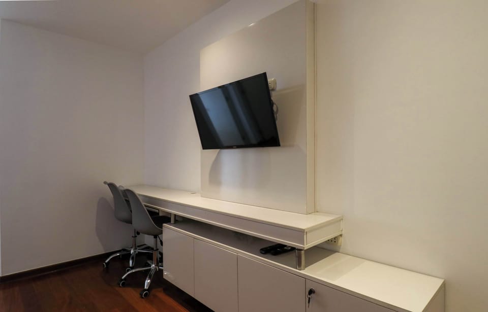 Comfortable desk with integrated TV