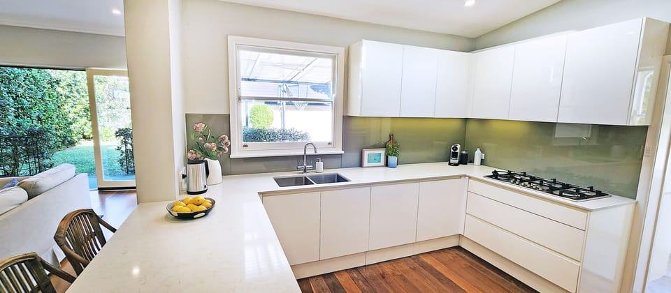 Well equipped and sizeable kitchen with plumbed fridge, double oven, gas stove