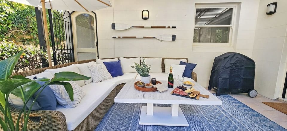 Outdoor seating area with gas BBQ