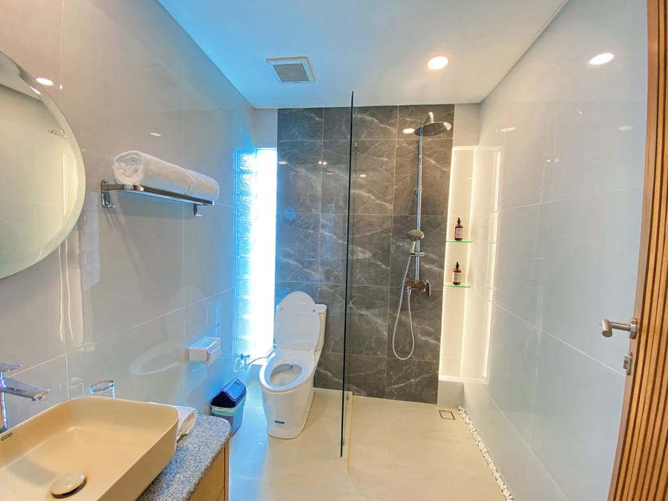 Towels, soap, shampoo, toilet paper