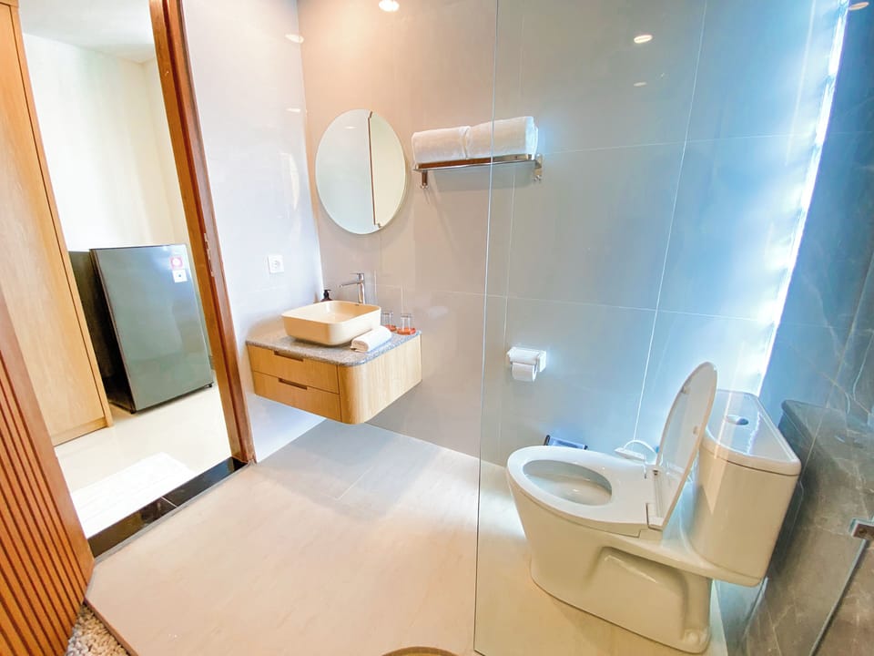 Towels, soap, shampoo, toilet paper