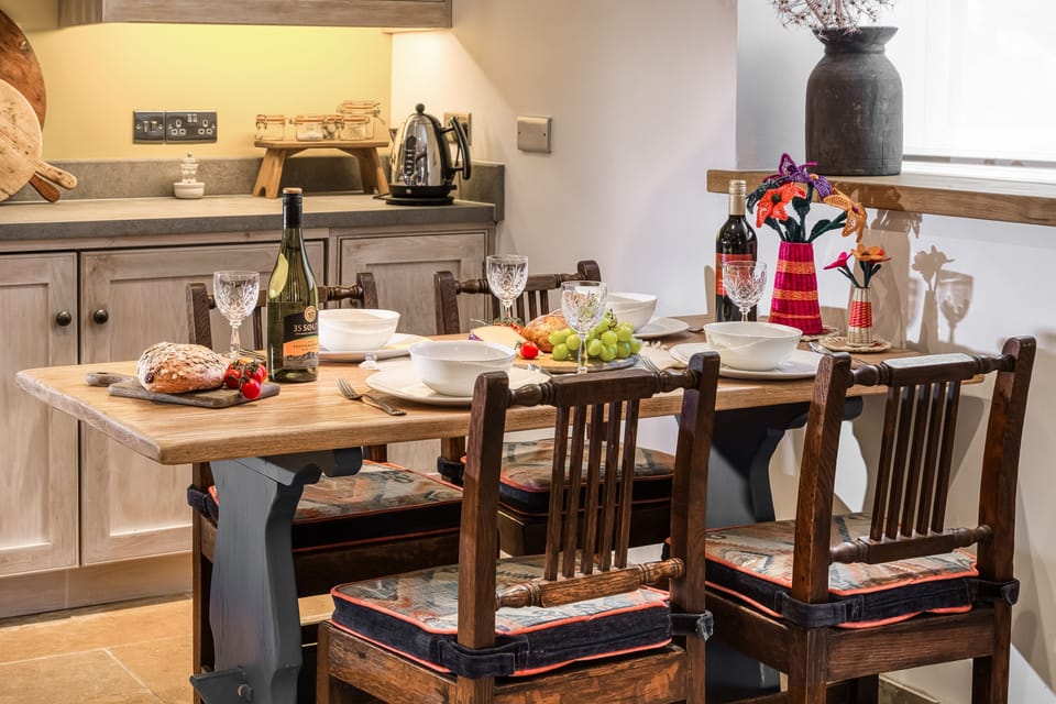 The dining area with seating for four
