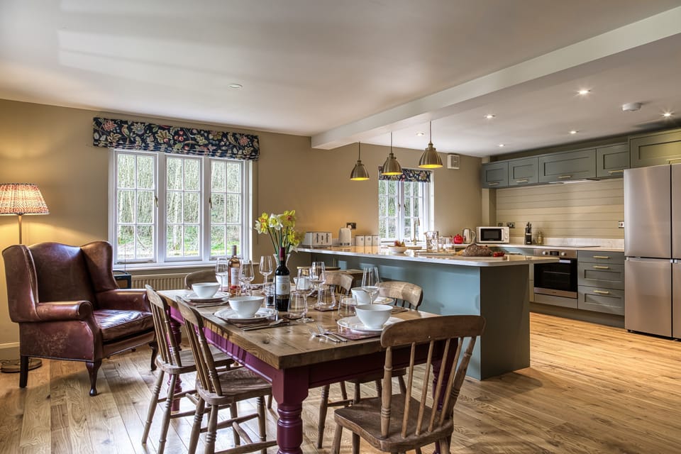 The spacious open-plan kitchen and dining area
