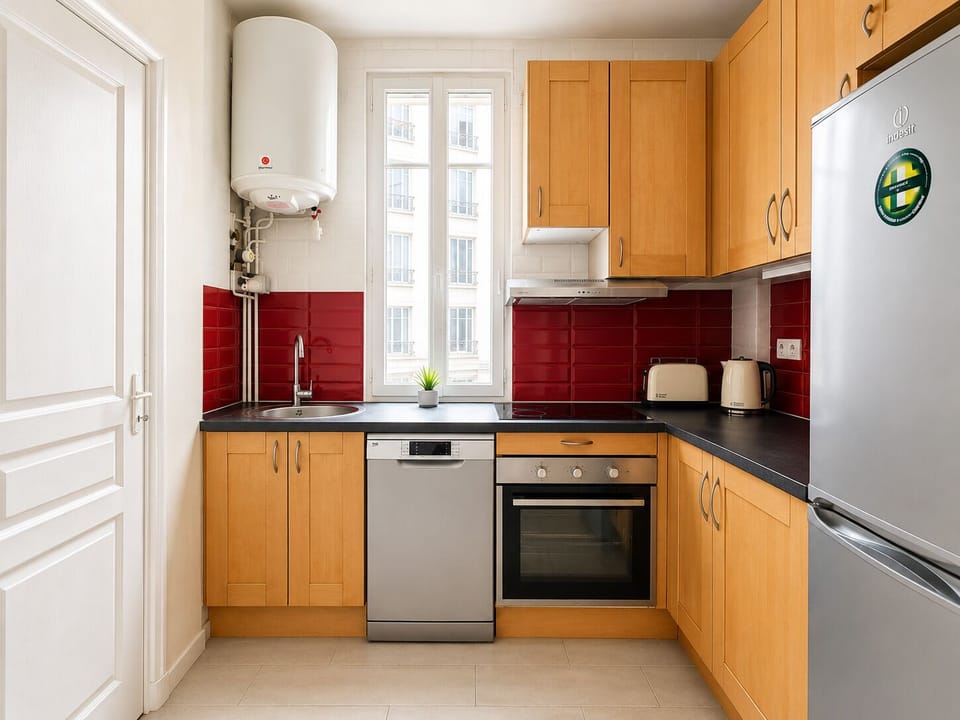 Apartment | Private kitchen | Microwave, oven, stovetop, cookware/dishes/utensils