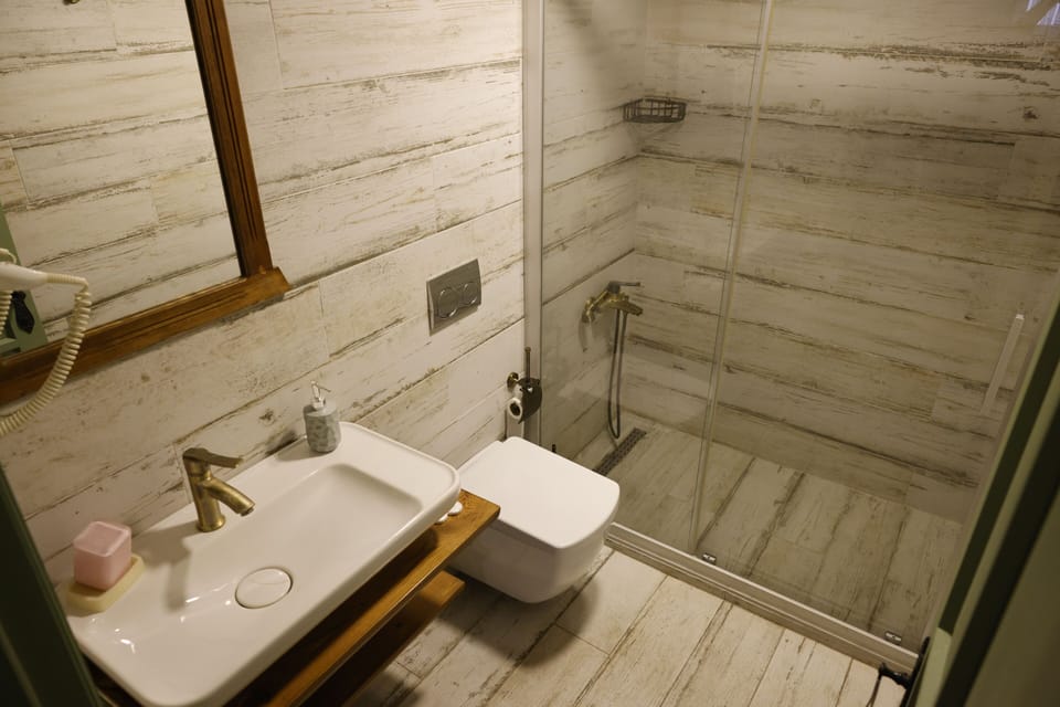Classic Twin Room, Non Smoking, Air conditioning | Bathroom | Shower, hair dryer, towels, soap
