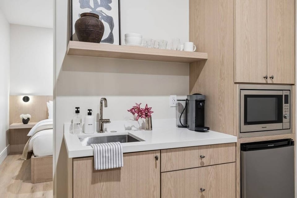 Kitchenette with Nespresso Coffee Machine and Mini Fridge - No Stove