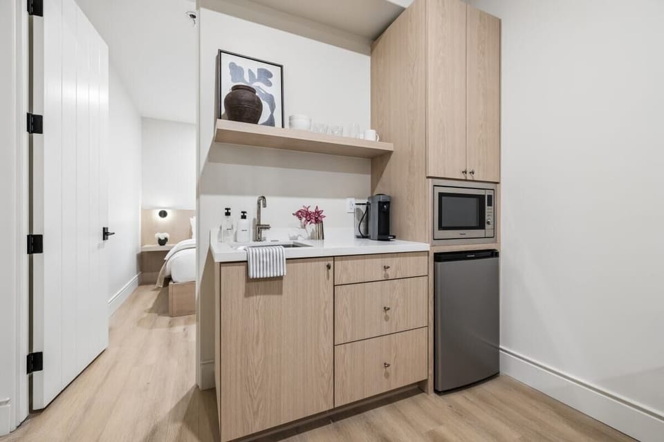 Kitchenette with Nespresso Coffee Machine and Mini Fridge - No Stove