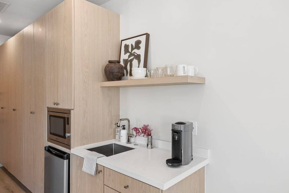 Kitchenette with Nespresso Coffee Machine and Mini Fridge - No Stove