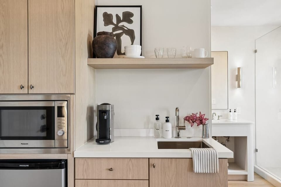 Kitchenette with Nespresso Coffee Machine and Mini Fridge - No Stove
