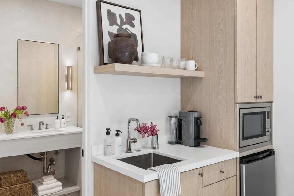 Kitchenette with Nespresso Coffee Machine and Mini Fridge - No Stove