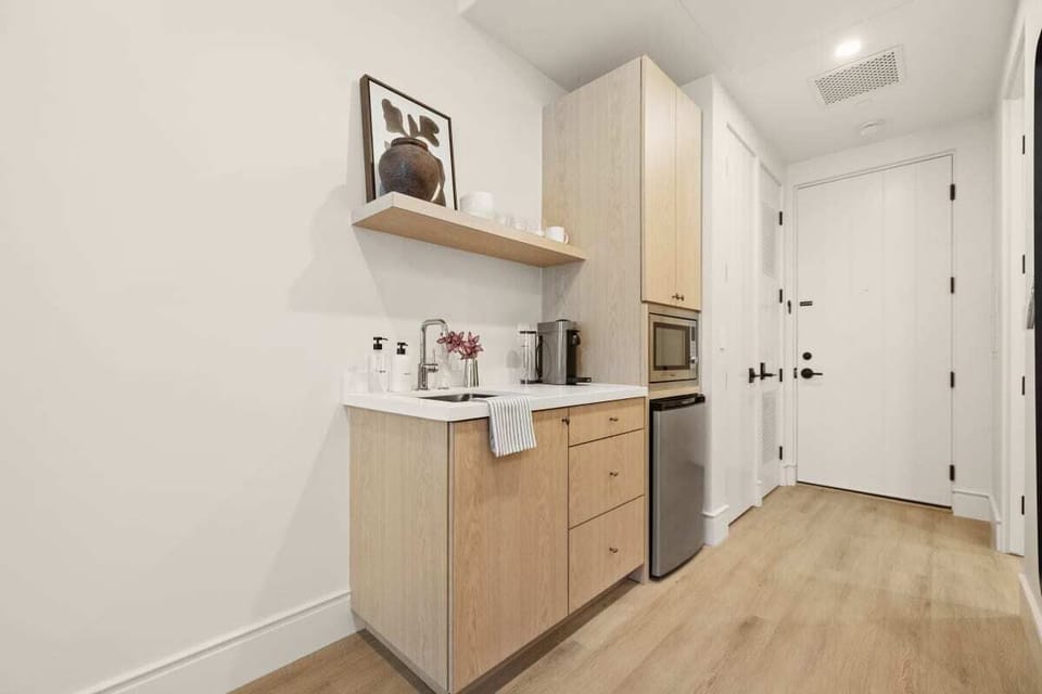 Kitchenette with Nespresso Coffee Machine and Mini Fridge - No Stove