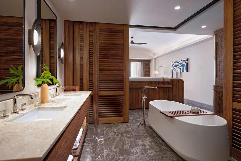 Hair dryer, bathrobes, slippers, towels