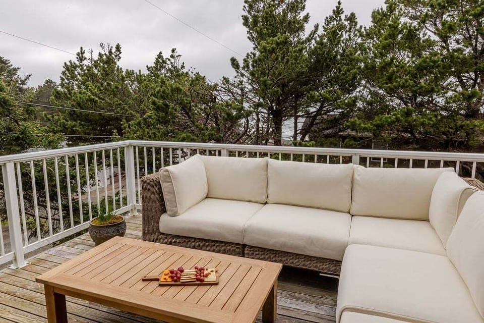 Enjoy fresh coastal air and peek-a-boo ocean views from the upper deck