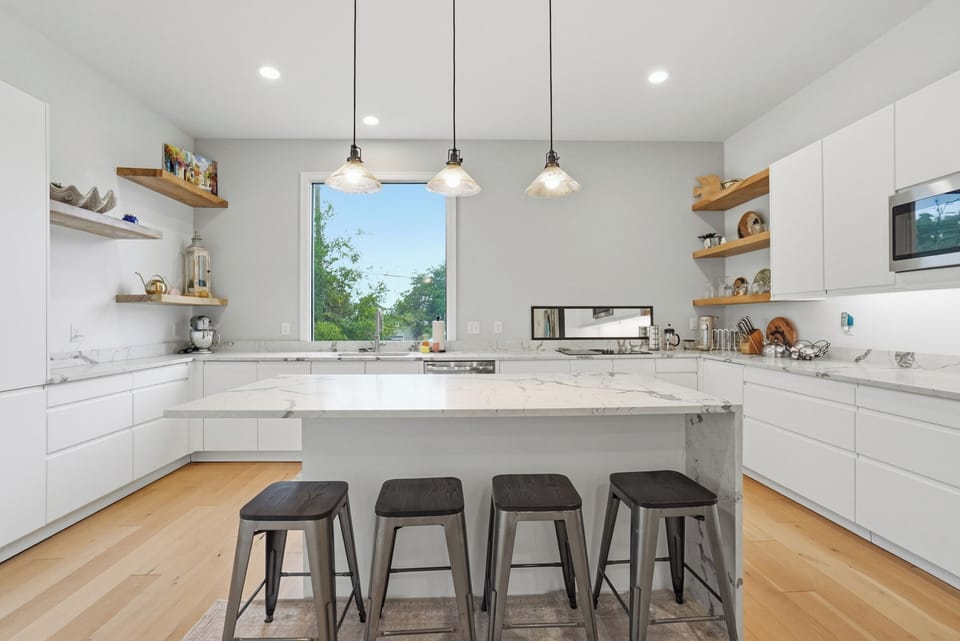 Beautiful kitchen with center island and bar seating
