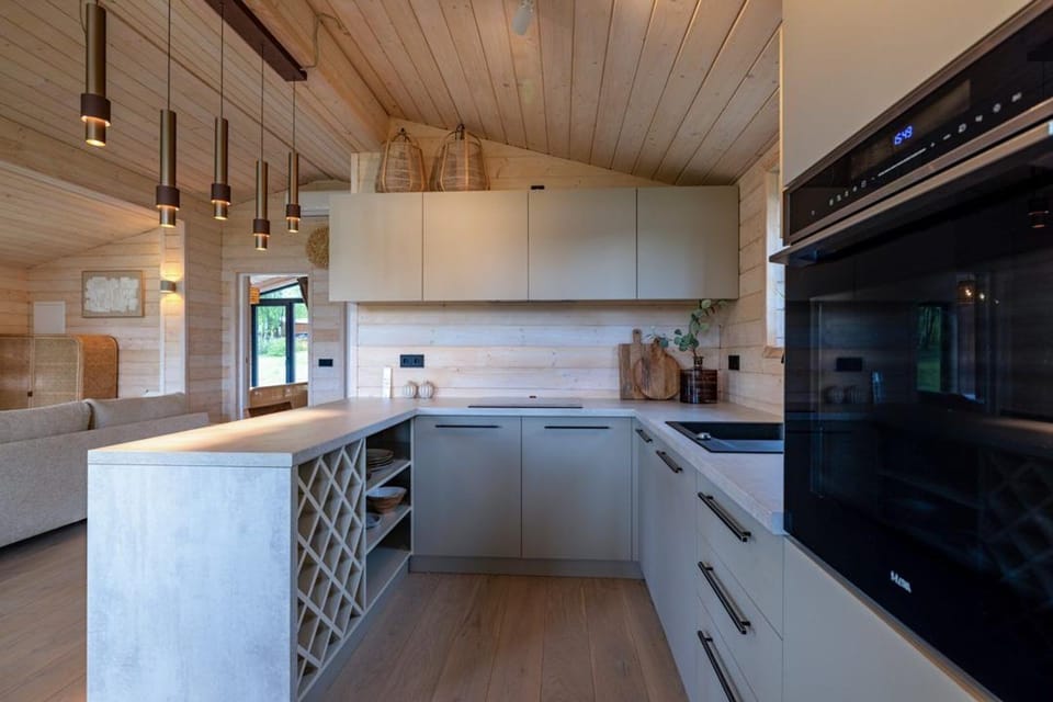 Spacious kitchen with an oven