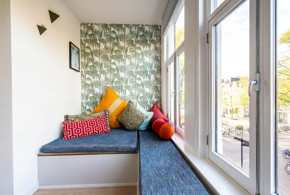 Tropical reading nook with skyline views over the bikes.