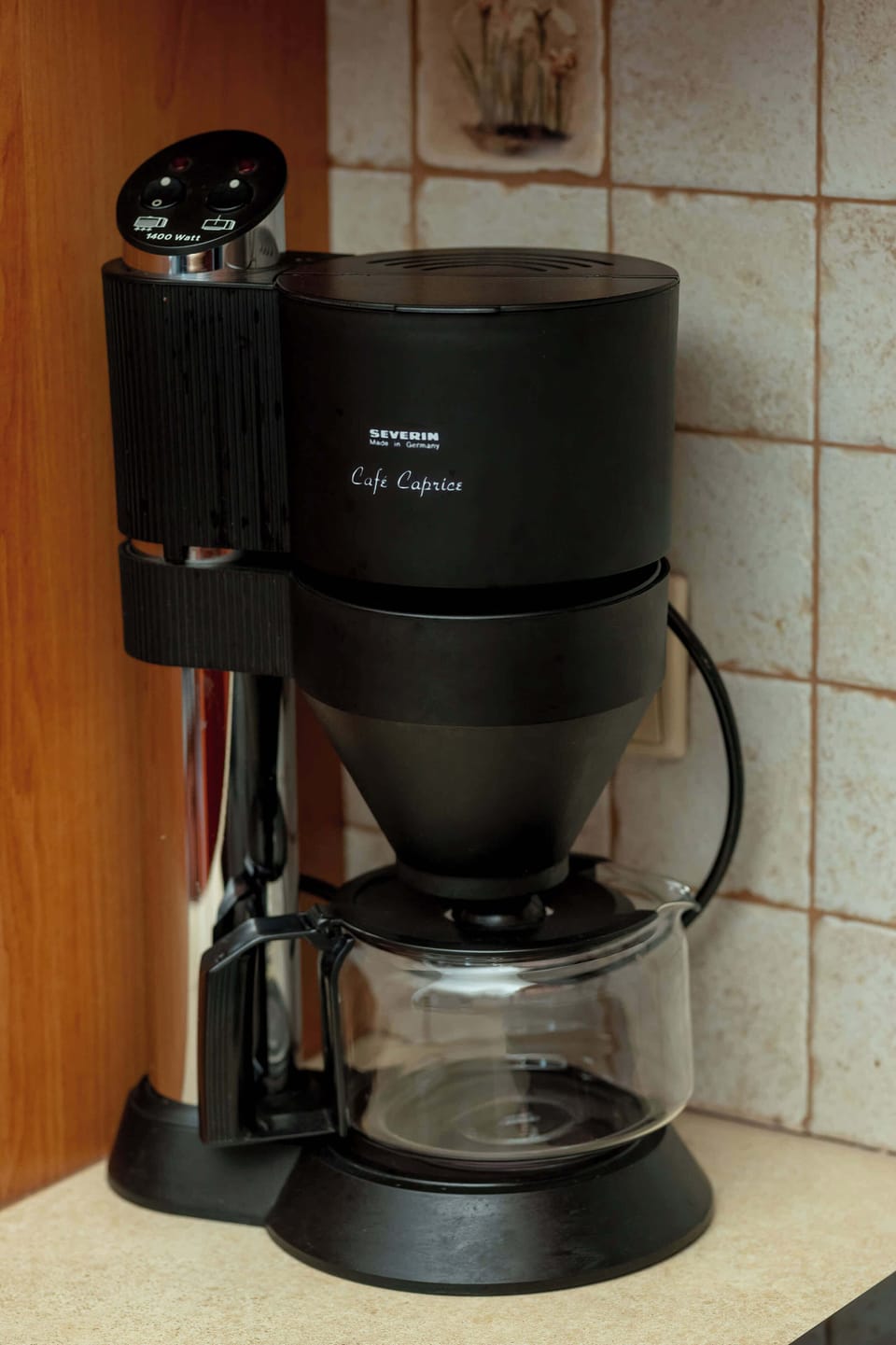 Coffee machine detail on kitchen countertop