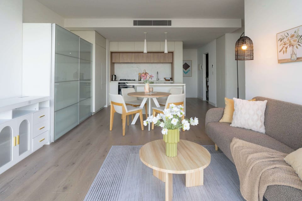 The living area with a 3 seater couch
