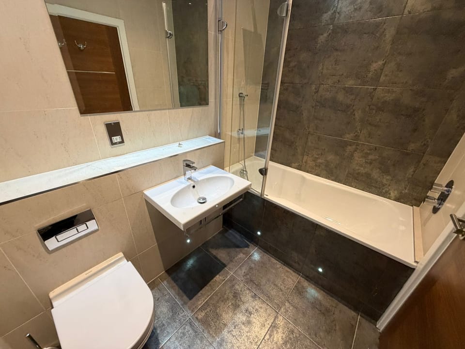 Basic Room | Bathroom | Combined shower/tub, rainfall showerhead, towels