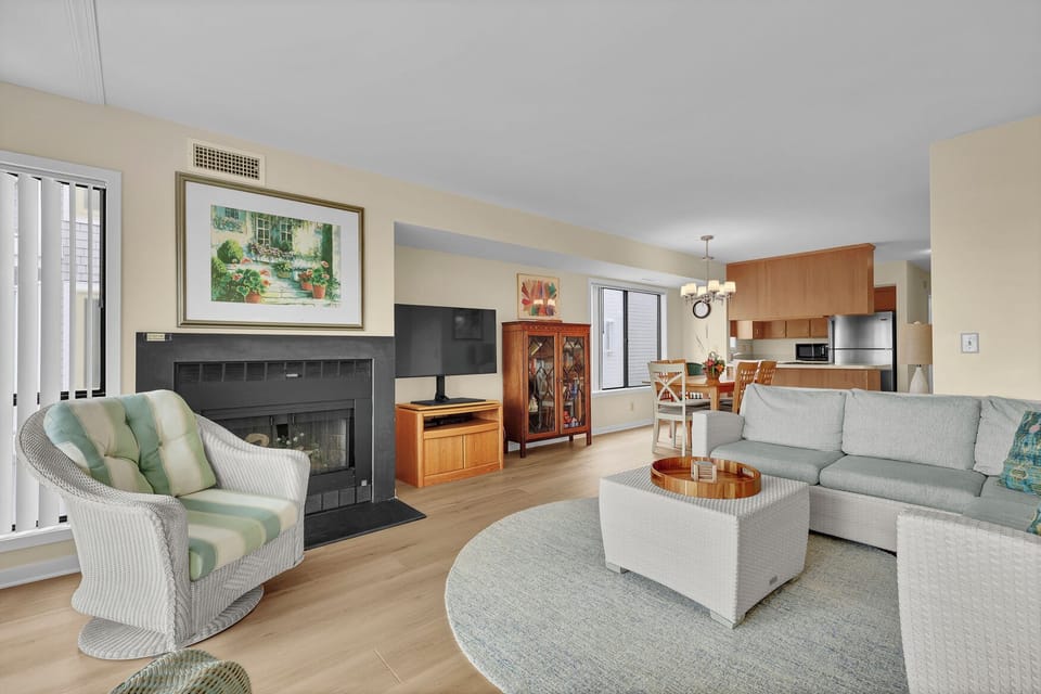 Living area with deck access