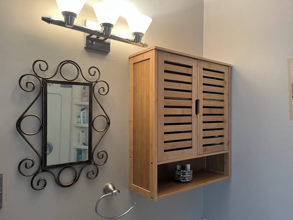 Cabinet for your essentials in main bathroom
