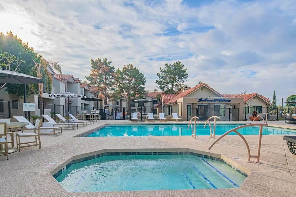 Pool #2. Hot tub bliss on a perfect sunny day.
