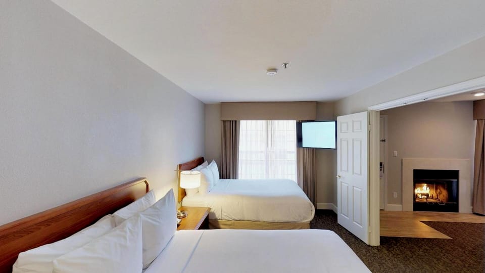 Settle in after adventures with a cozy fireplace next door.