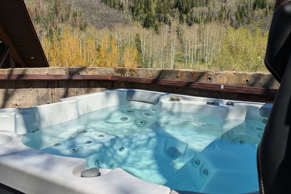 Soak in the hot tub after a long day exploring the mountains and trails.