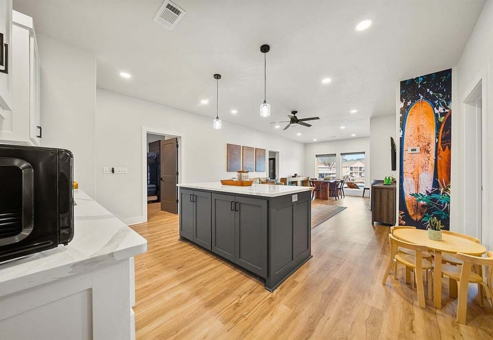 From this view, you can see how the kitchenette connects effortlessly with the rest of the lower level.