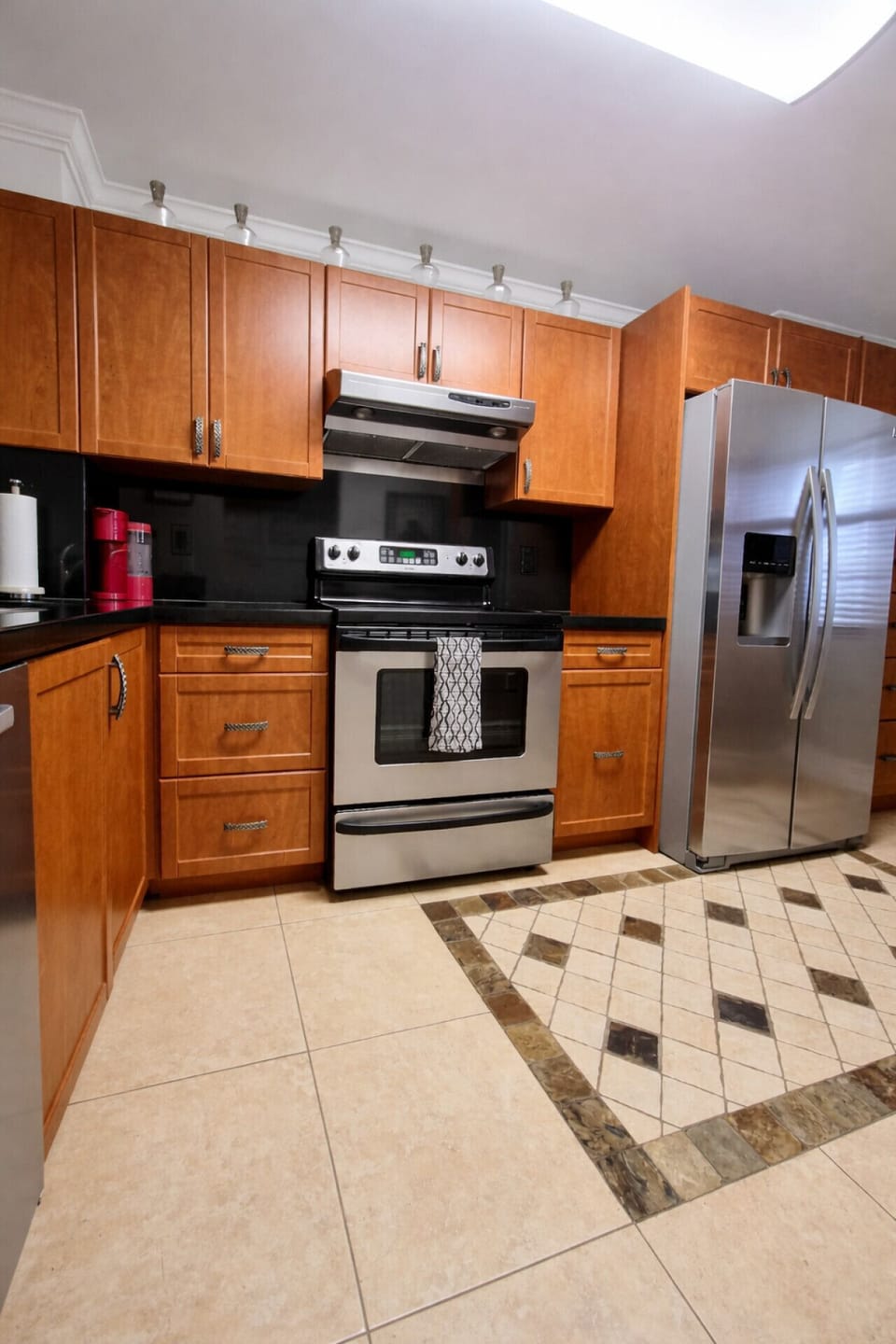 Modern kitchen with stainless steel appliances