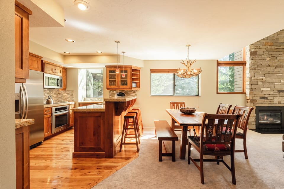 Open-concept kitchen ideal for entertaining after a day of adventure