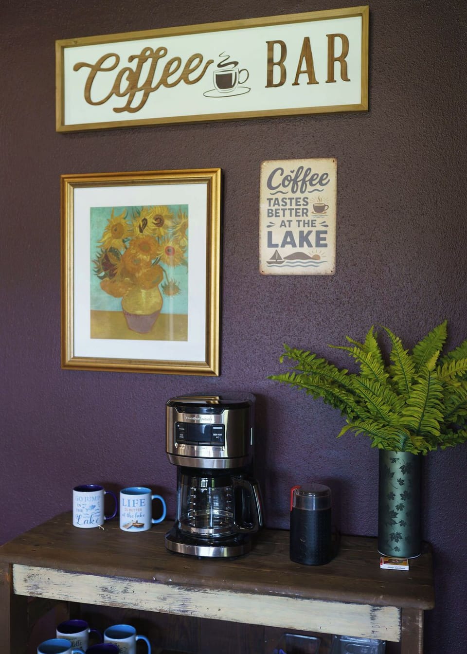 Coffee bar in dining room space.