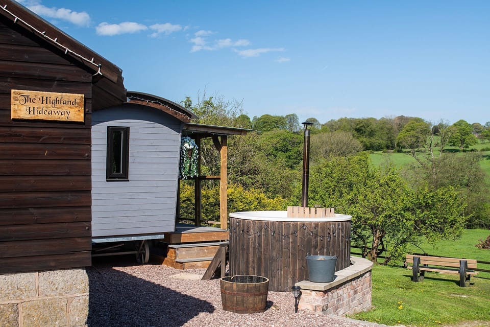 The hot tub at The Damson Barn, Staffordshire