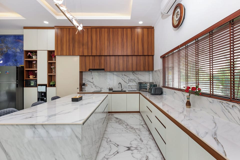 Design Villa, 3 Bedrooms, Private Pool, Hill View | Private kitchen | Fridge, microwave, stovetop, cookware/dishes/utensils