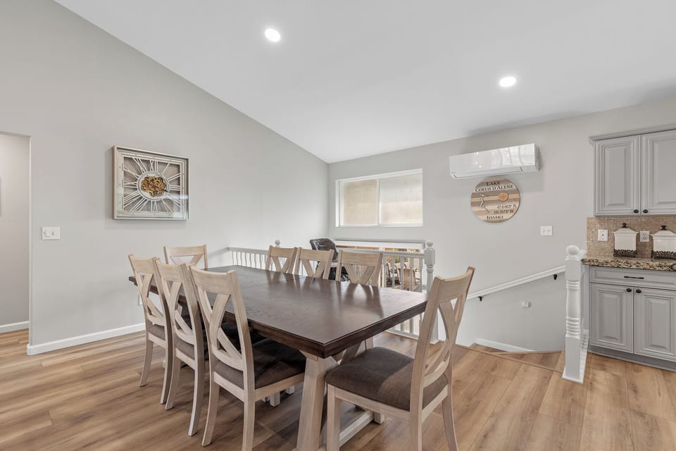 Enjoy meals together around a table that comfortably seats 8.