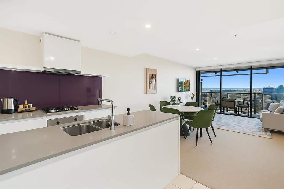 Full kitchen and dining area