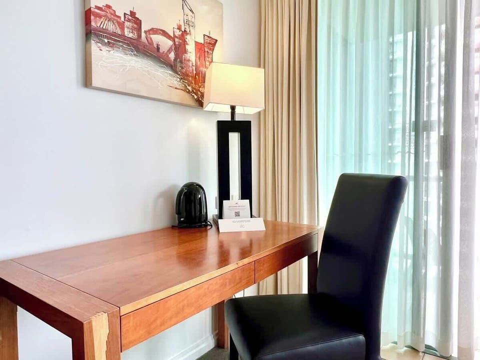 Work-Friendly Desk Space – Perfect for remote work or planning your next adventure with us!

