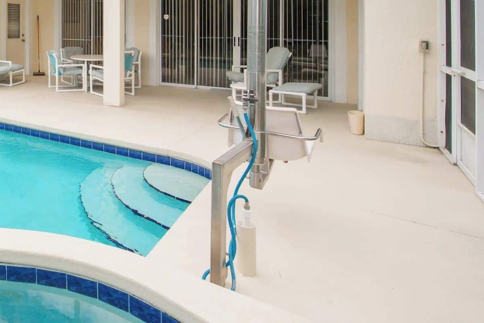 Refreshing spa and accessible pool area. Also there is a sling lift to assist individuals with mobility challenges to enter and exit a swimming pool safely.