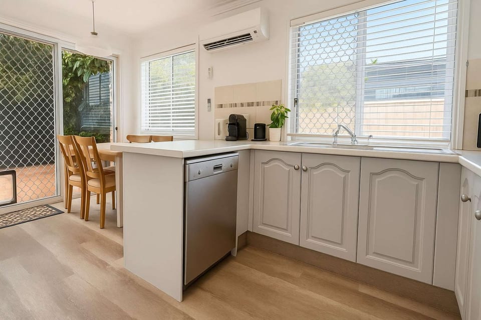 Open-plan kitchen and dining area