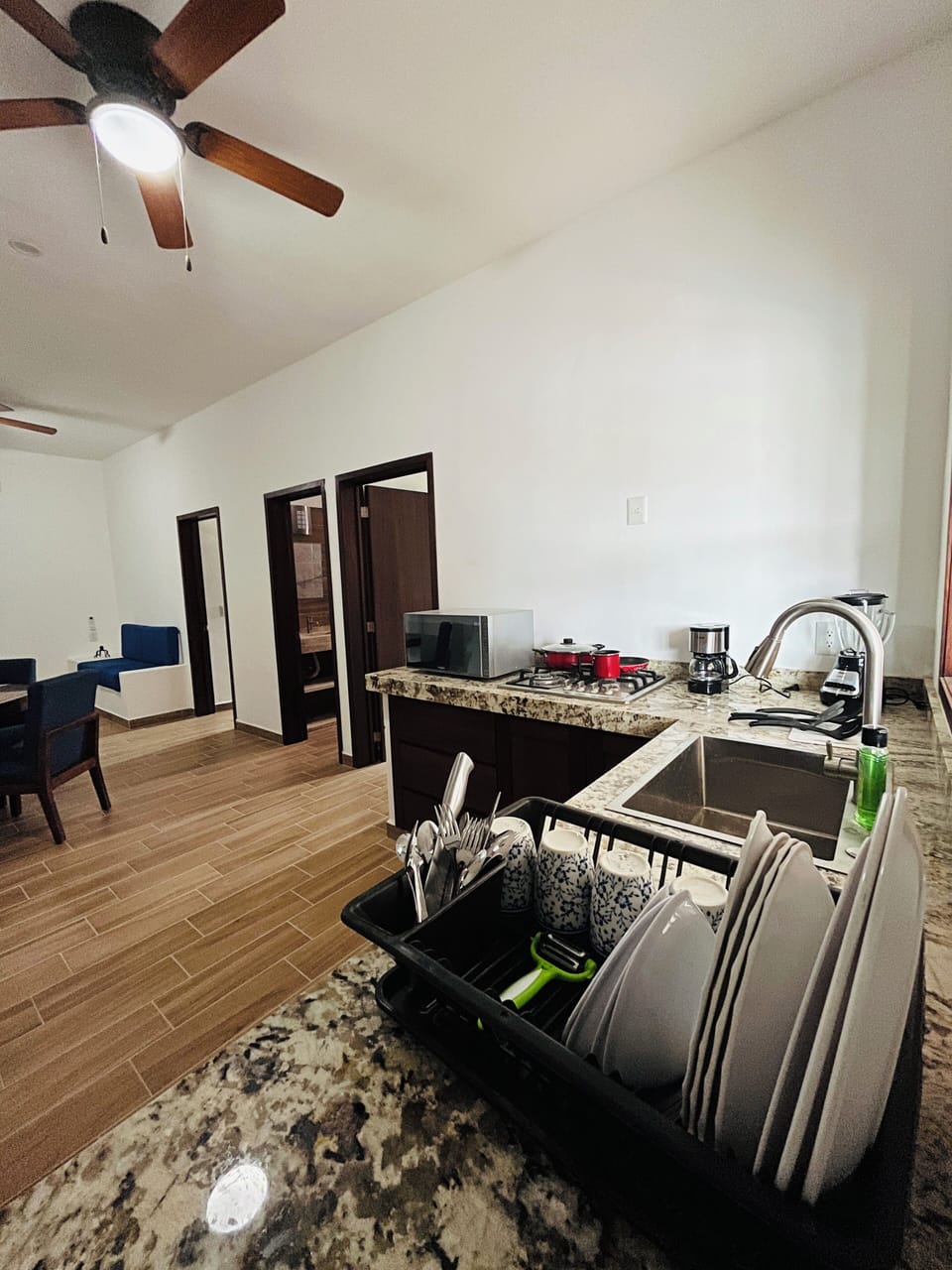 Family Apartment, Non Smoking | Private kitchen | Mini-fridge, microwave, stovetop, cookware/dishes/utensils