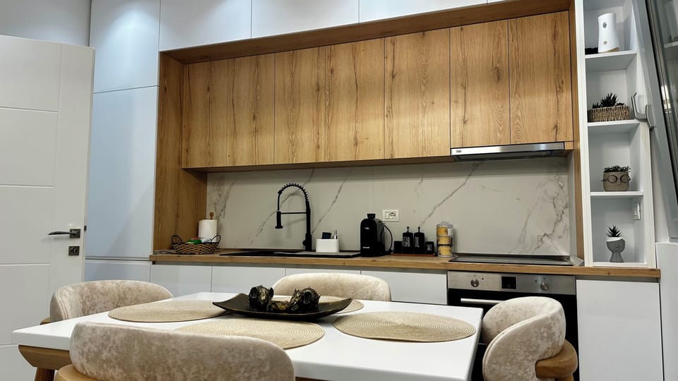 Apartment, 1 Bedroom, Balcony | Private kitchen | Full-size fridge, oven, stovetop, espresso maker