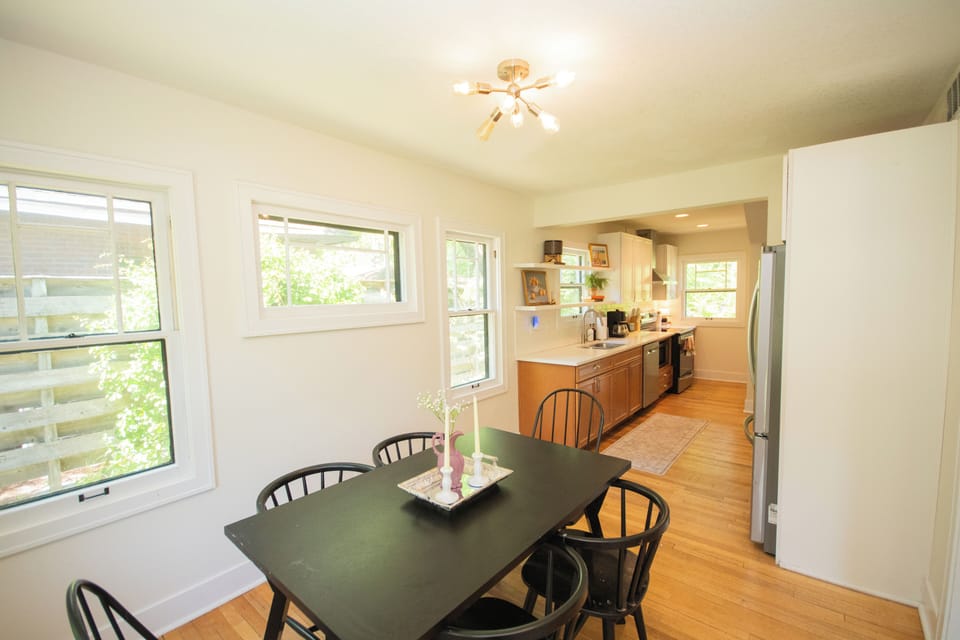 Large kitchen and dining room