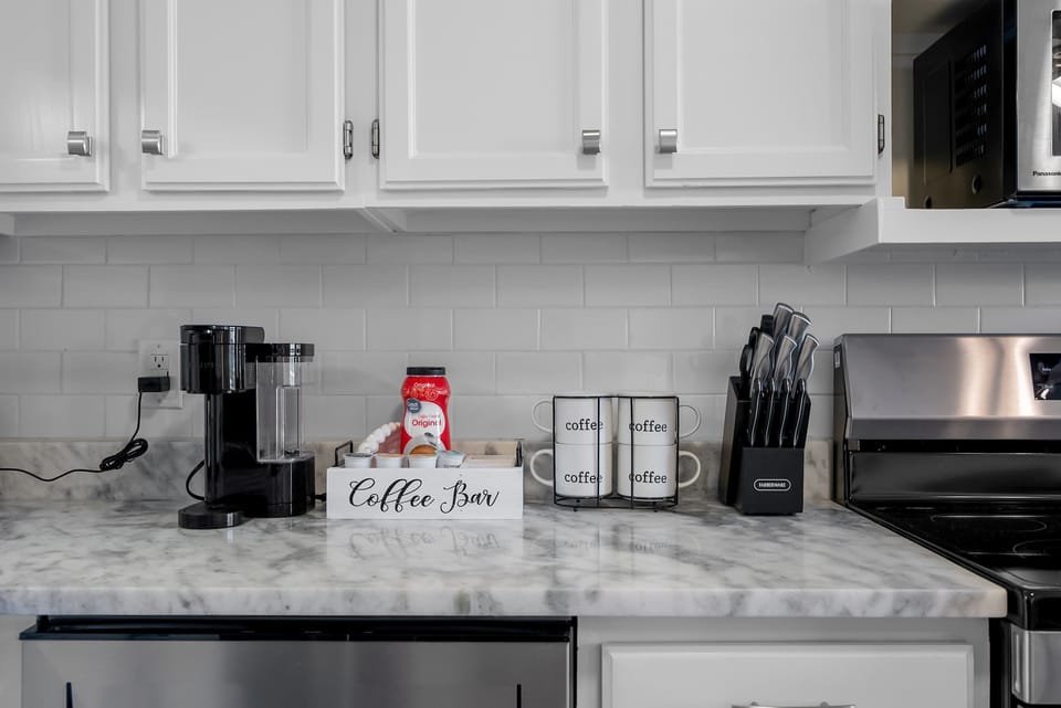 Coffee bar and kitchen essentials ready for your mornings